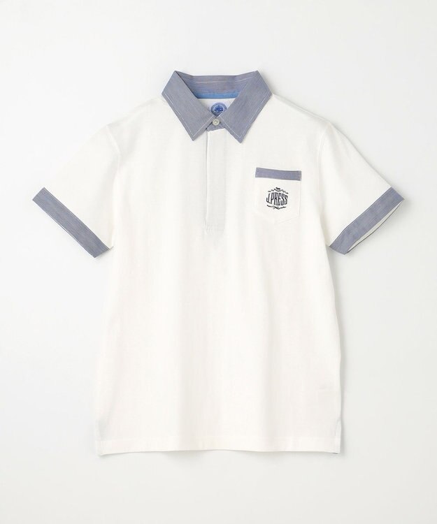 J.PRESS KIDS 【140-170cm】チェックカラー 半袖ポロシャツ アイボリー系