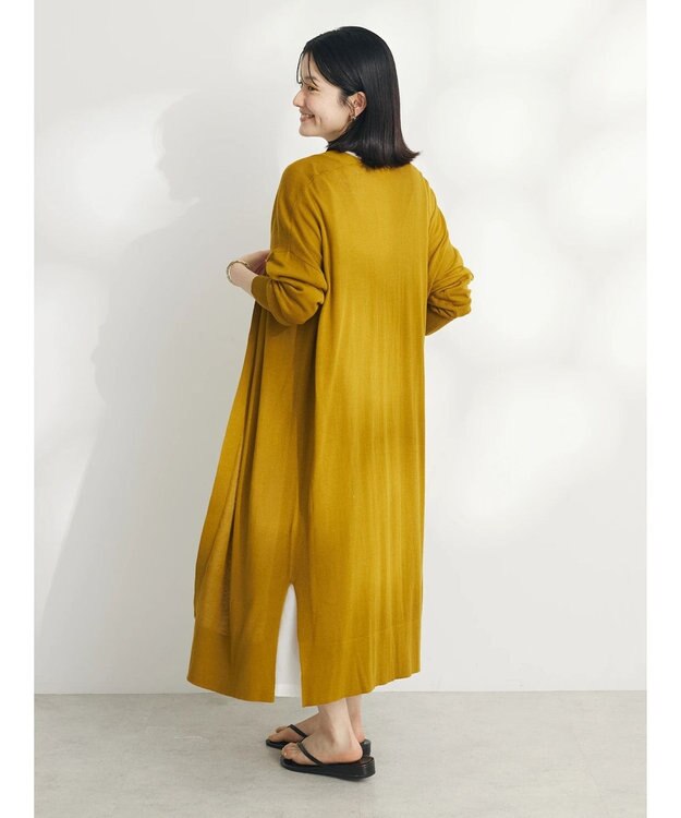 CRAFT STANDARD BOUTIQUE 裾スリットロングニットカーディガン Mustard