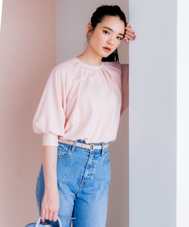 組曲 S 【WEB限定】シアーカルゼ ドルマンスリーブ ブラウス ピンク系