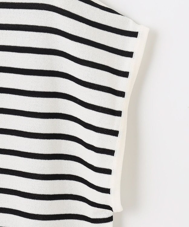 ANY 【UVケア/接触冷感/アンチピリング】クールタッチフレンチスリーブニット オフ×ブラック