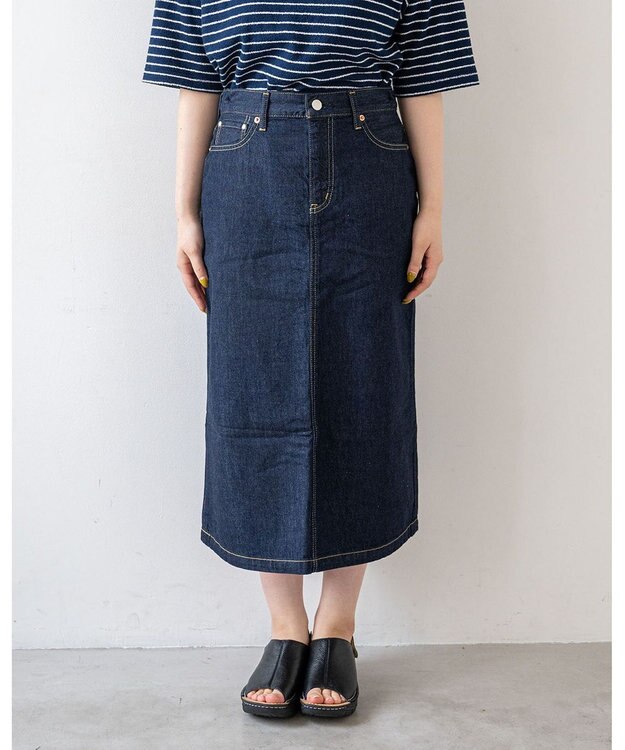 caqu FS 3/4丈 デニムスカートⅡ rinse