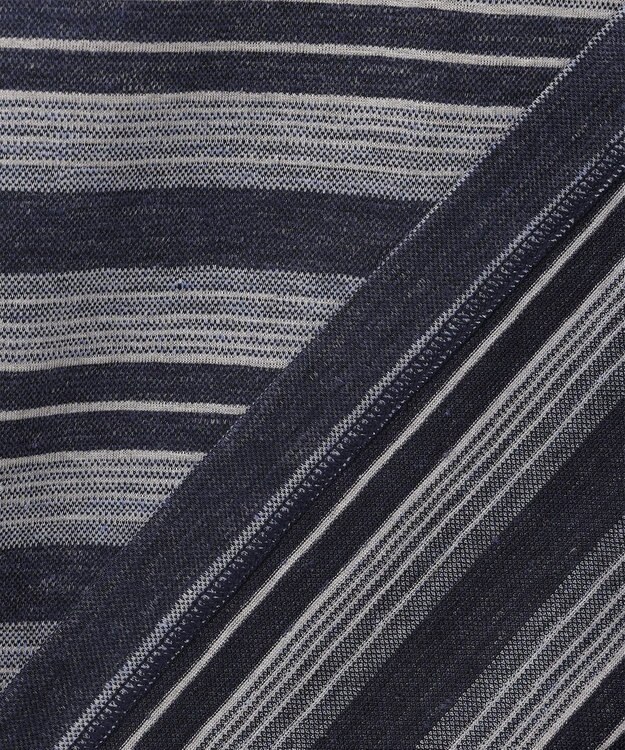 JOSEPH ABBOUD 【キングサイズ・吸水速乾】リネンマルチボーダー ポロシャツ ネイビー系2