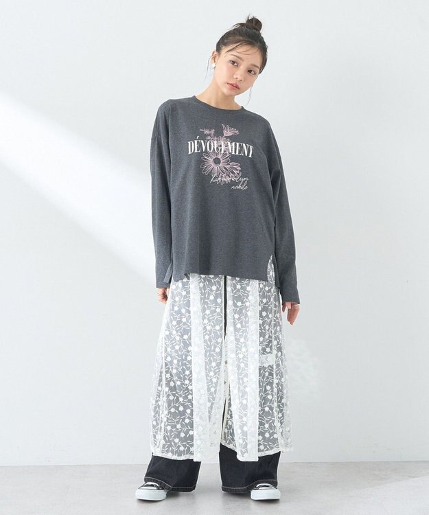 earth music&ecology グラフィックロンＴ Charcoal Gray