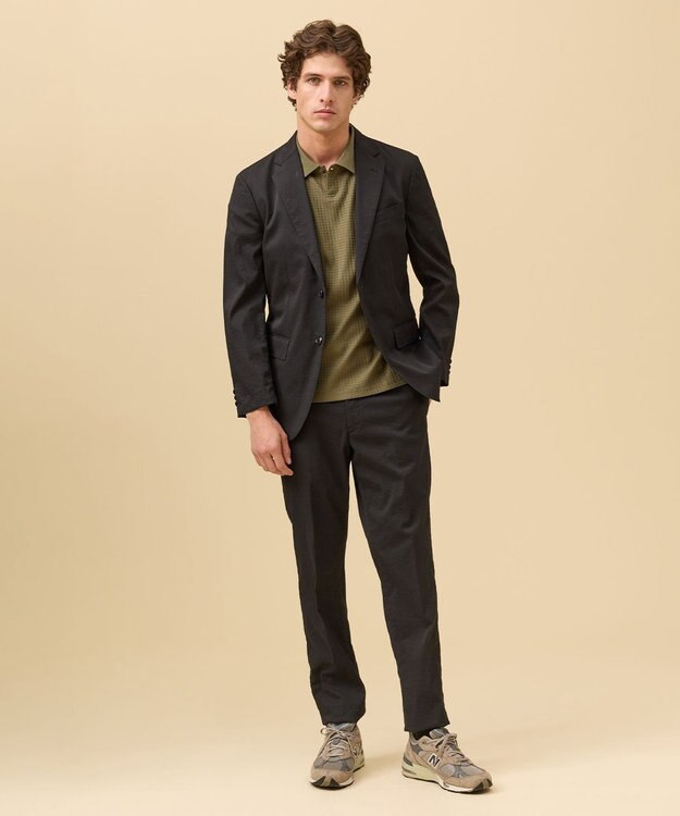 J.PRESS MEN 驚くほど軽くて伸びる【MECHANICAL】【超軽量 / 清涼感 / 洗える】ハイパワーストレッチ スラックス ブラック系