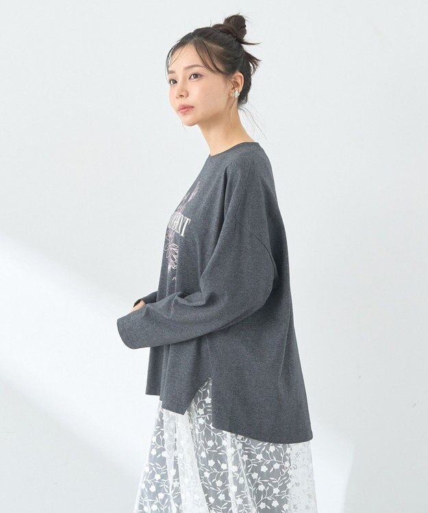 earth music&ecology グラフィックロンＴ Charcoal Gray