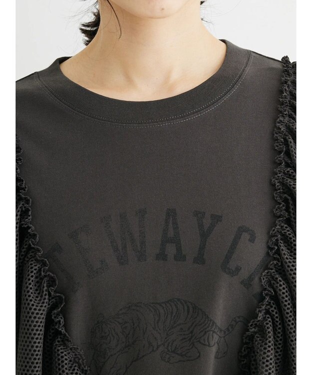 Green Parks ・ＳＵＧＡＲ　ＳＰＯＯＮ　カレッジｐｔラッフルＴシャツ Charcoal Gray