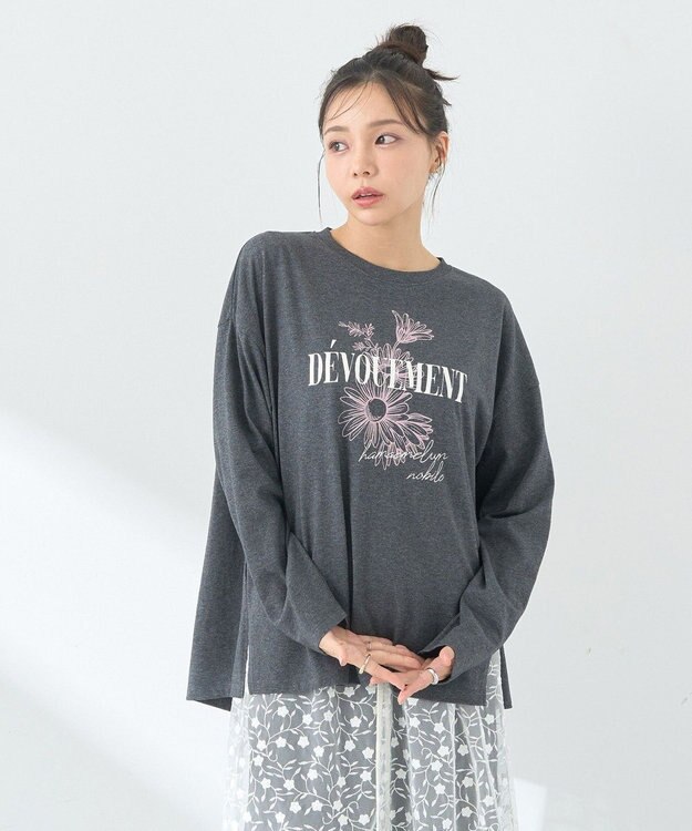earth music&ecology グラフィックロンＴ Charcoal Gray