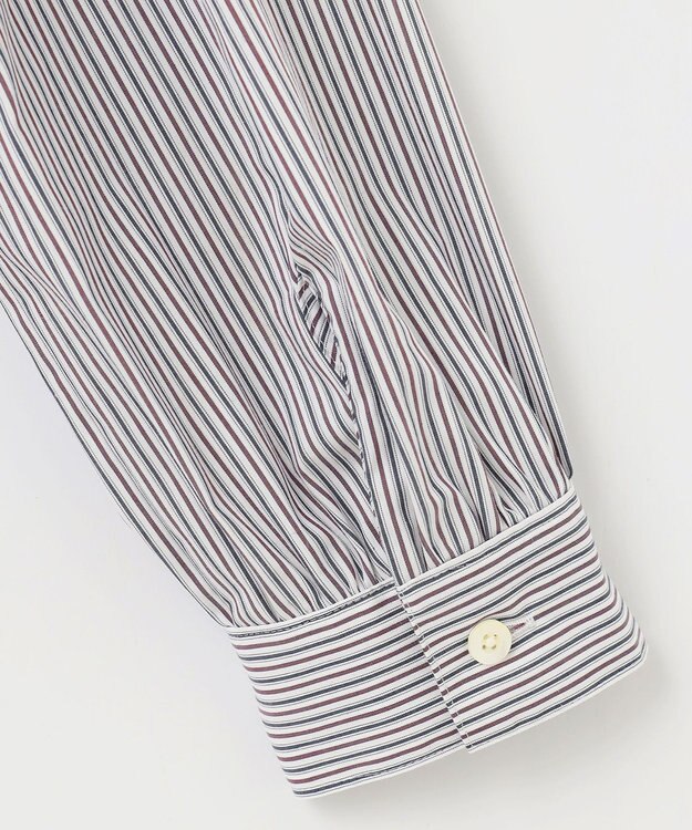 J.PRESS LADIES L 【洗える】BEZ C/Ny ドビーストライプ バンドカラー ブラウス ネイビー系1