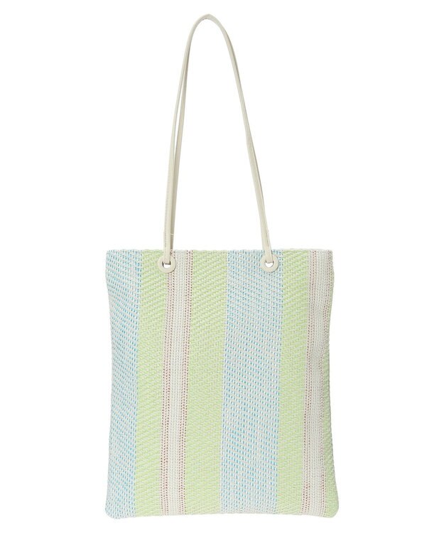 Green Parks ａｎｄｍｉｋｋａ．ストライプフラットＡ４トート Lime Green