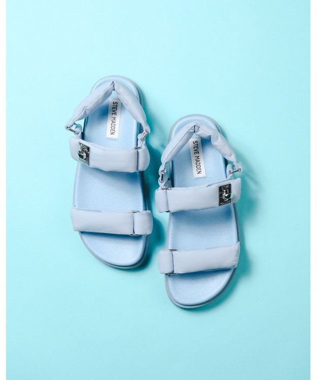 STEVE MADDEN MONAT ナイロンパデッドストラップフラットサンダル ブルー