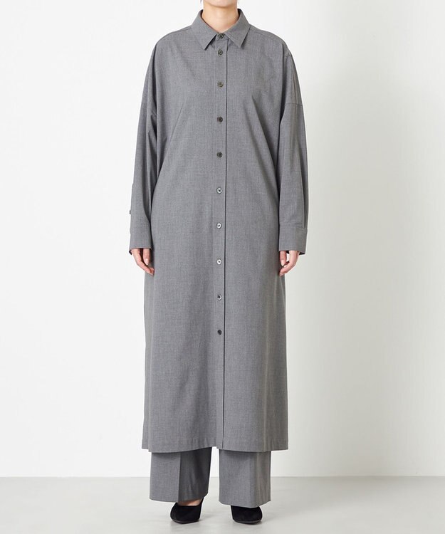 NAVE 【ReNAVE】ウォッシャブルツイル シャツドレス チャコール系