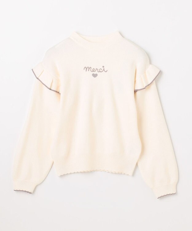 ANY KIDS 肩フリル しあわせタッチニット エクリュ