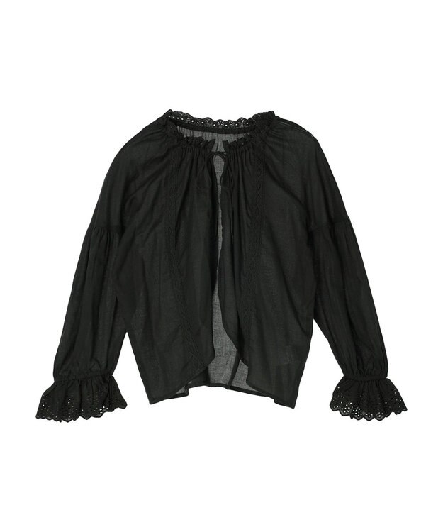 earth music&ecology ギャザーショートブラウス Black