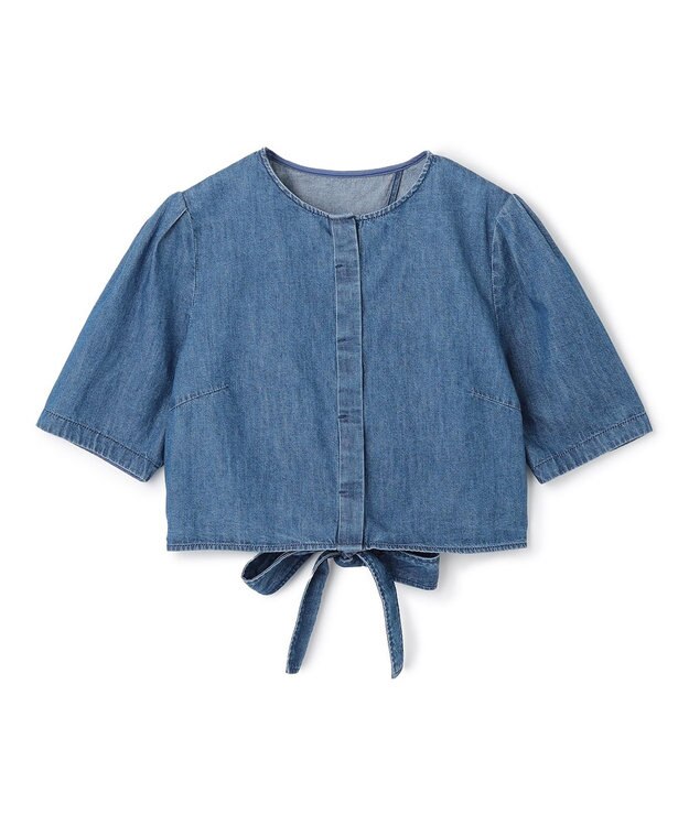 uncrave ライトデニム パフスリーブブラウス ブルー（クリスウェブ佳子さん着用）