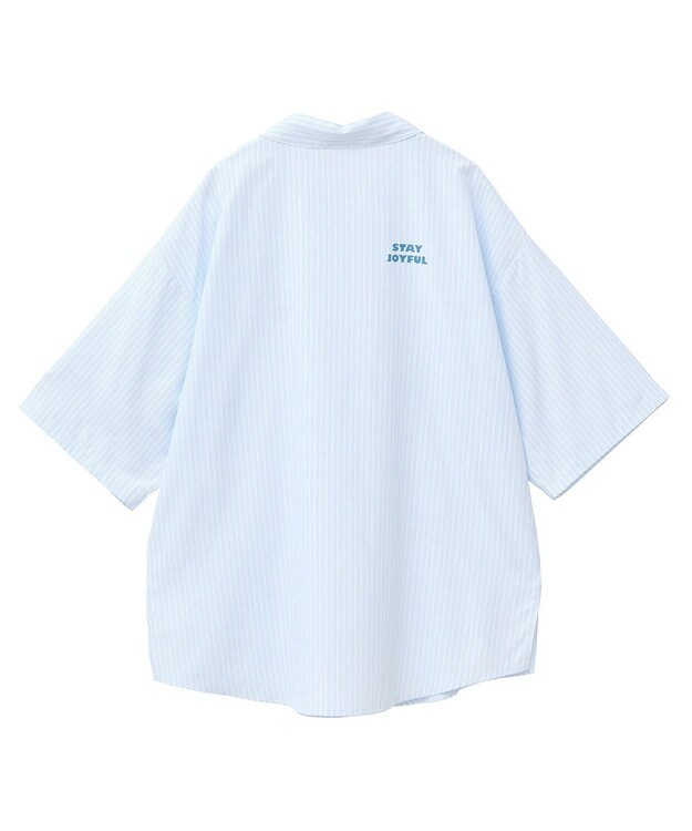 Green Parks ｍｉｆｆｙ／刺しゅうプリントストライプシャツ Sax