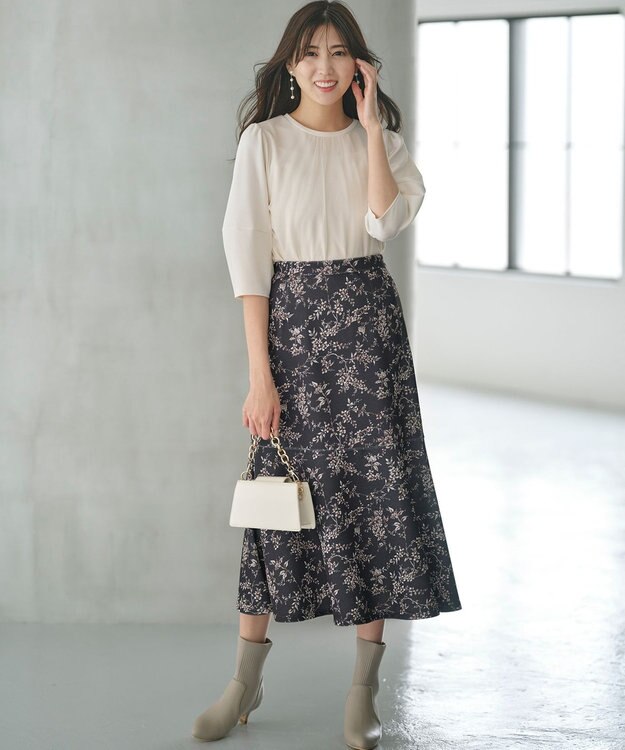 ANY SIS L 【洗える】カットジョーゼットチュール トップス アイボリー