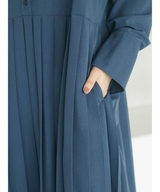 Green Parks armonia．プリーツシャツワンピース Gray