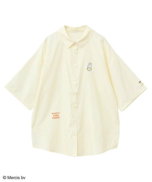 Green Parks ｍｉｆｆｙ／刺しゅうプリントストライプシャツ Yellow