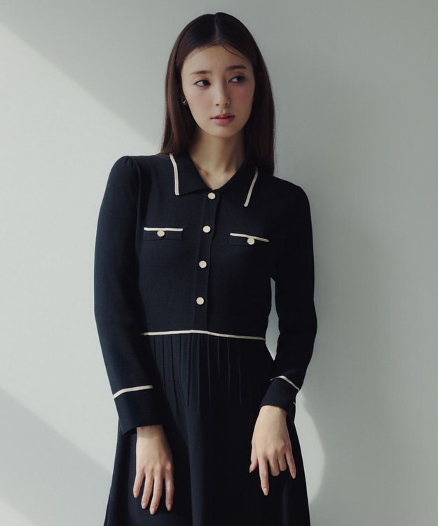 TOCCA BI-COLOR KNIT DRESS ニットドレス ブラック系
