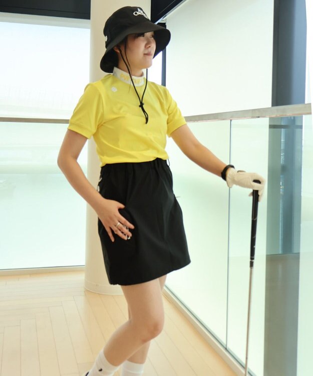 PW CIRCULUS 【UVカット / 吸水速乾 / 伸縮性抜群】【WOMEN】バックメッシュ切り替えモックT ゴルフウェア レディース イエロー系