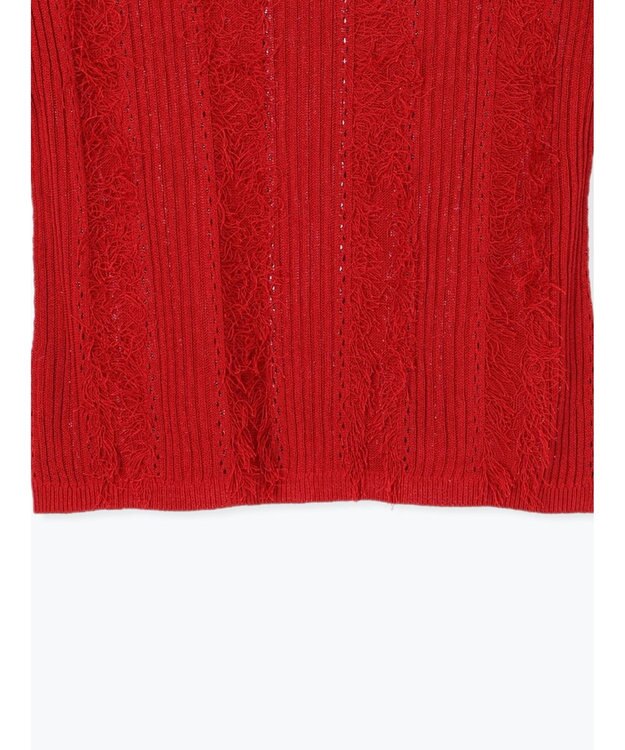 Te chichi フリンジニットハーフスリーブトップス レッド