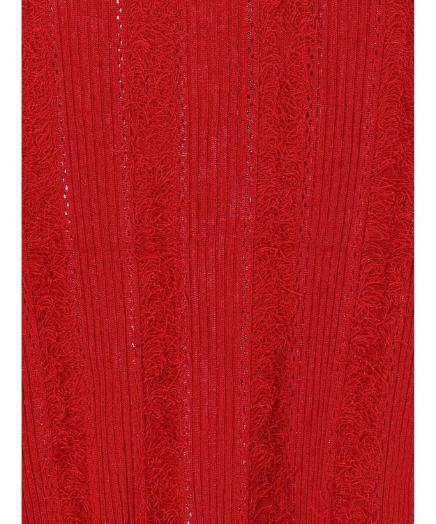 Te chichi フリンジニットハーフスリーブトップス レッド