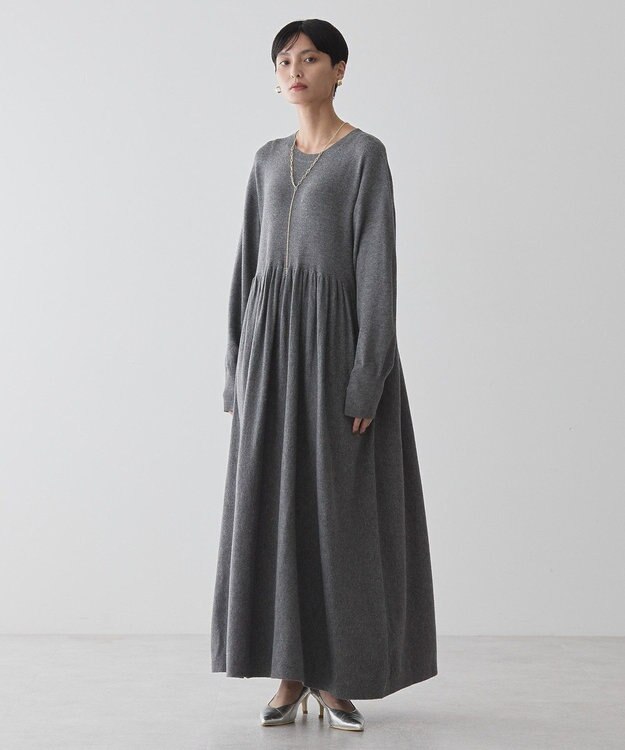 AMERICAN HOLIC 【WEB限定】バイパチティアードニットワンピース Gray Mixture