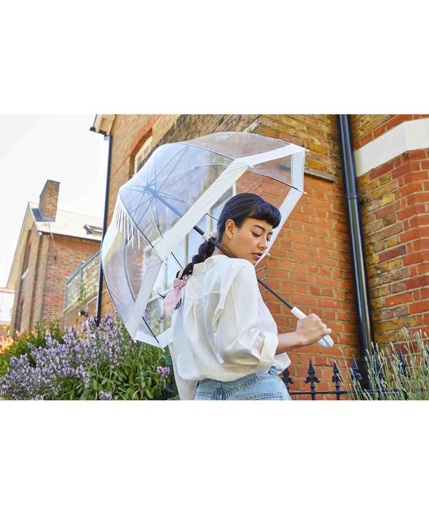 MOONBAT 【雑誌掲載／non・no】フルトン (FULTON) Birdcage ワンポイントロゴ 長傘 透明傘 ホワイト