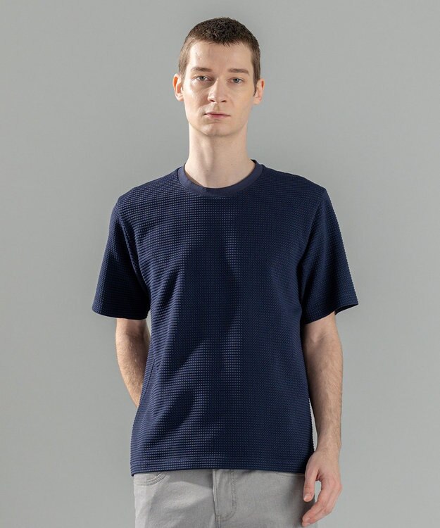 JOSEPH HOMME 新色追加【オリジナル素材/シワになりにくい】ライトタックジャージー クルーネックＴシャツ ネイビー系