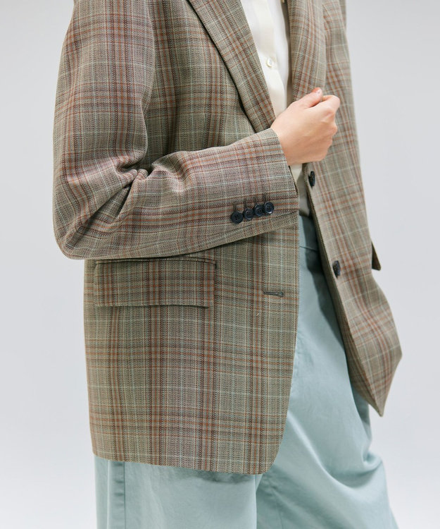 BEIGE， 【Oggi ８月号掲載】SELMA / チェックウールテーラードジャケット Camel × Nude