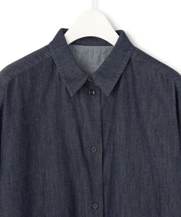 ICB 【洗える】コットンリヨセルデニム クロップドシャツ インディゴ系