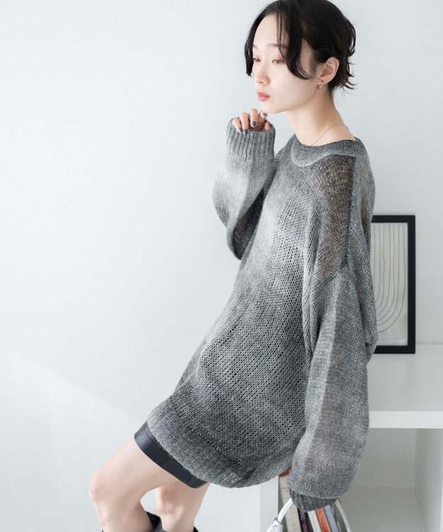 WEGO グラデーションメッシュニット ブラック