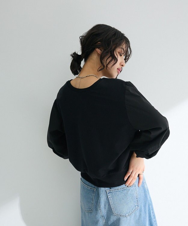 Green Parks ２ＷＡＹ７分袖タック裾ＺＩＰプルオーバー Black