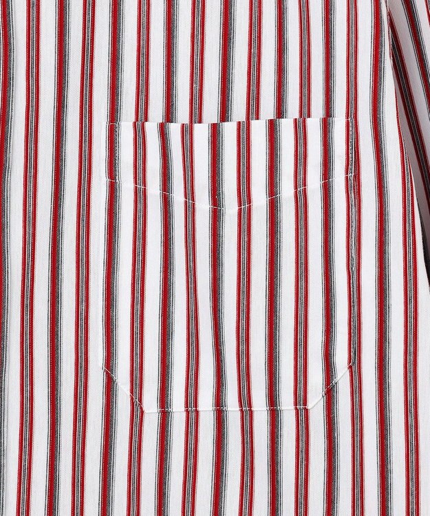 JOSEPH ABBOUD 【ストレッチ・イージーケア】ジャージーストライプシャツ ワイン系1