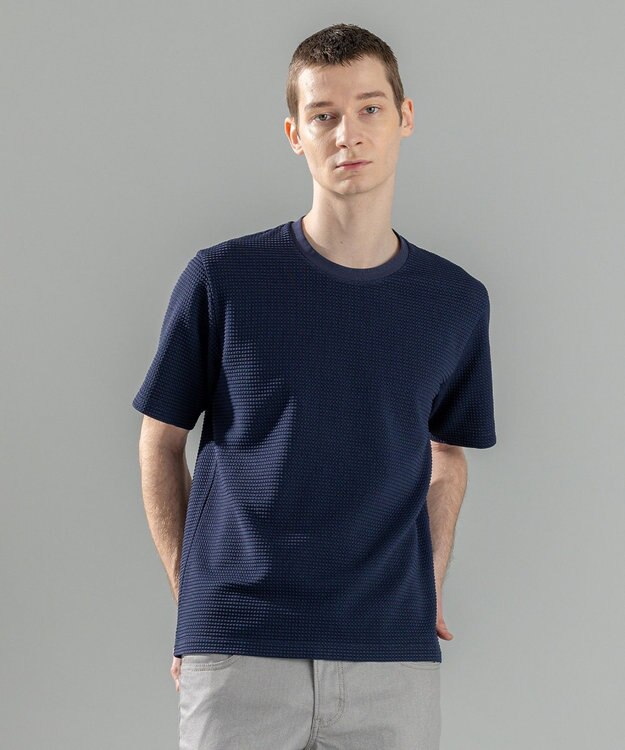 JOSEPH HOMME 新色追加【オリジナル素材/シワになりにくい】ライトタックジャージー クルーネックＴシャツ ネイビー系