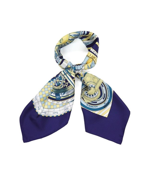 Marca ＜春の新色！＞【Marcaオリジナル】12宮   大判 シルクツイル スカーフ ネイビー
