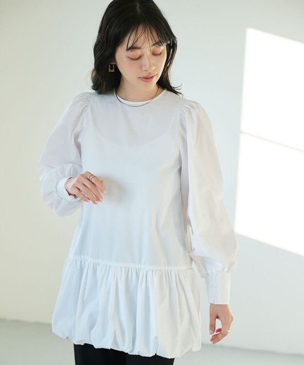 #Newans バルーンヘムブラウス ホワイト