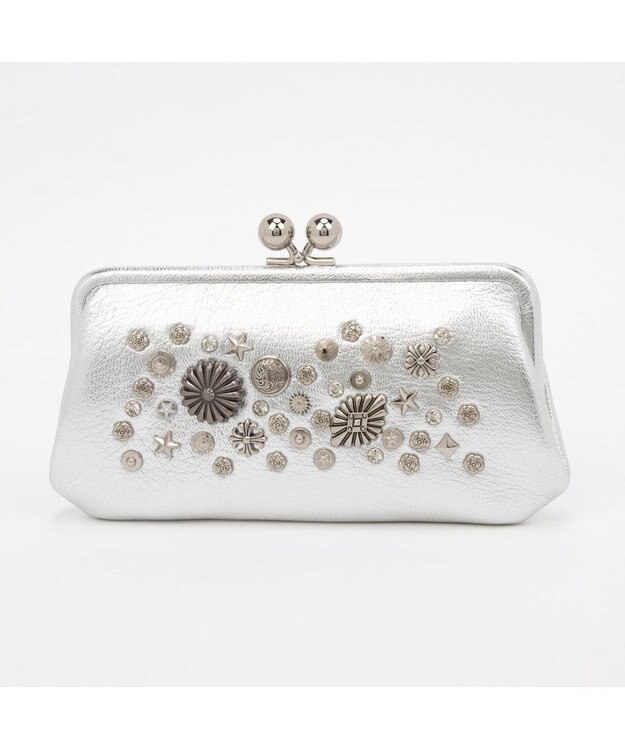 UNBILLION ペルケ perche / マルチスタッズがま口ロングウォレット シルバー