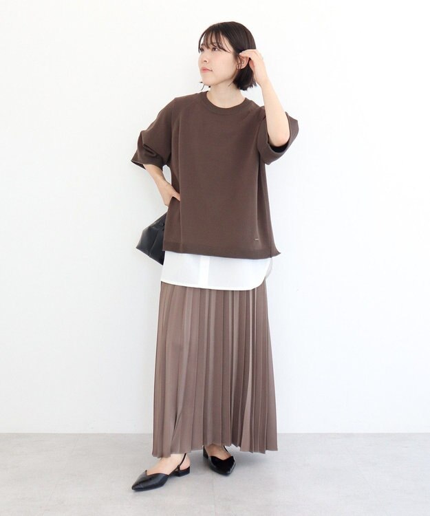 Green Parks トレーナー風ニットプルオーバー Brown
