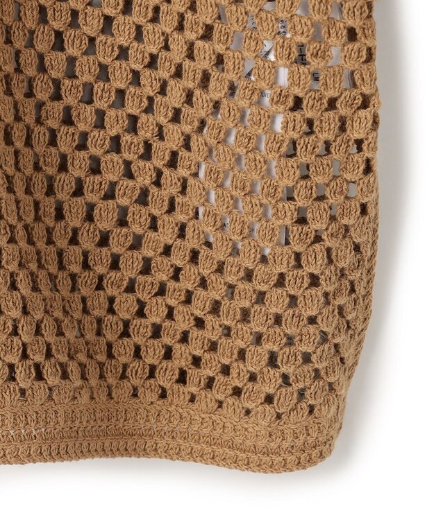 UNFILO クロシェレースニット ハーフスリーブ プルオーバー キャメル