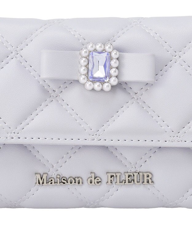 Maison de FLEUR ビジューリボンキルティングウォレット Sax