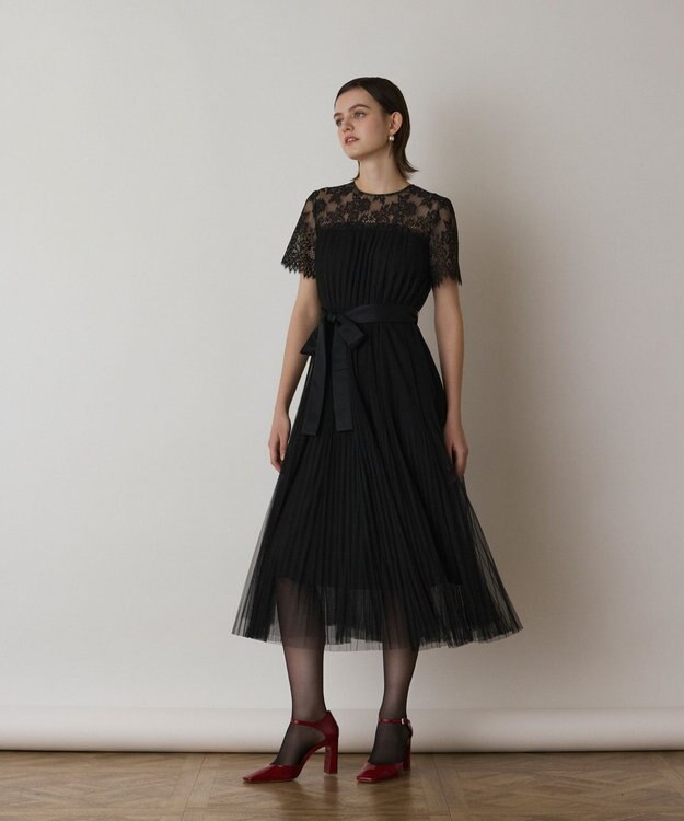 GRACE CONTINENTAL チュールプリーツドレス ブラック