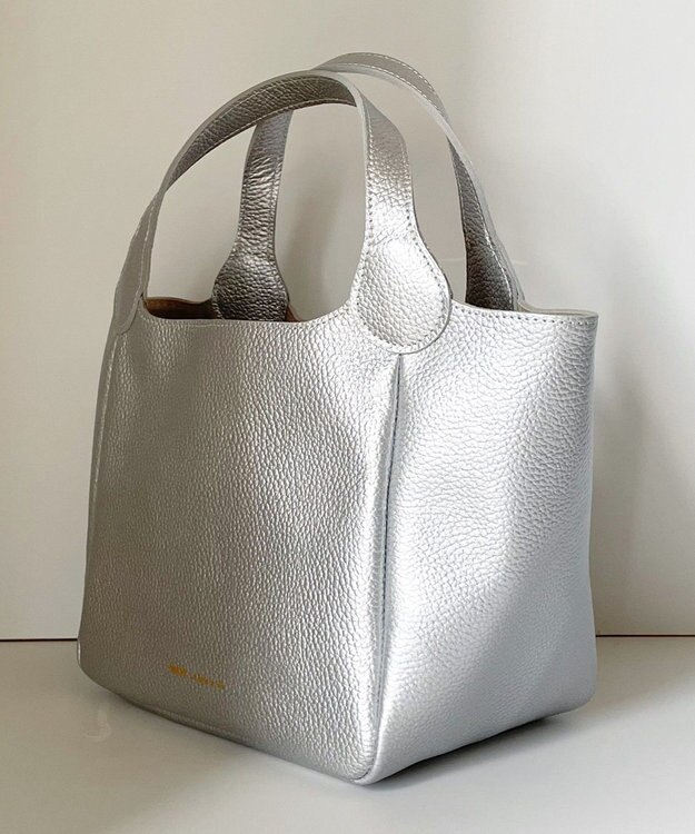 Hekhèr Le Style de Vie 新素材・新色【日本製/セレモニーにも】シュリンクレザー ハンドバッグ small シルバー シルバー