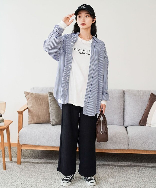 WEGO 裏起毛ワイドイージーパンツ ブラック