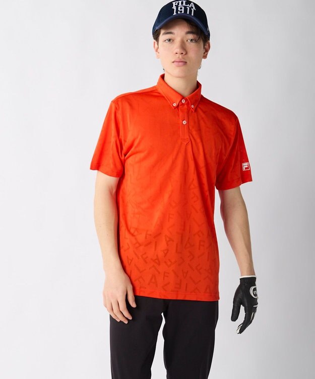 FILA GOLF／marie claire 【FILA GOLF】メッシュ加工ロゴ半袖ポロシャツ オレンジ