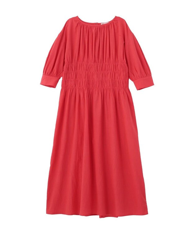CRAFT STANDARD BOUTIQUE インド製 ハーフスリーブシャーリングワンピース Red