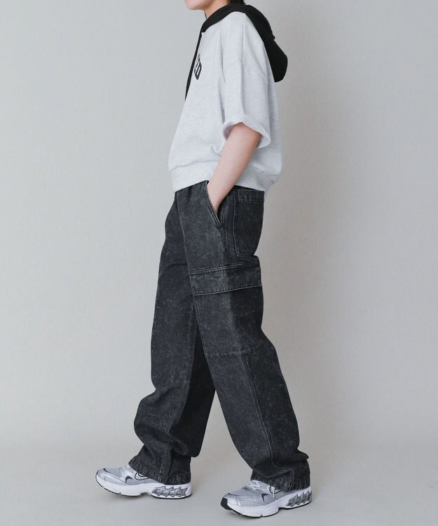 WEGO 【KIDS】デニムイージーカーゴパンツ（JUNIOR） デニムブラックソノタ