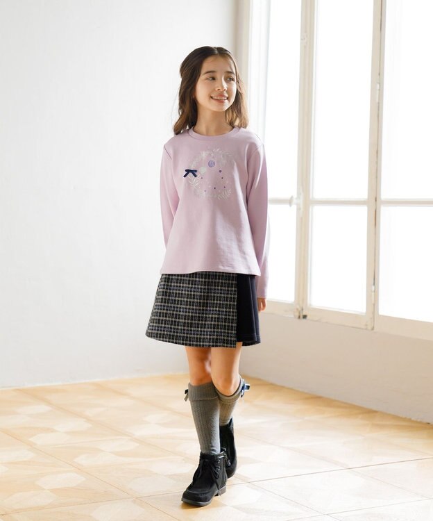 組曲 KIDS 【110-140㎝】オーナメント刺繍 トレーナー ライラック系