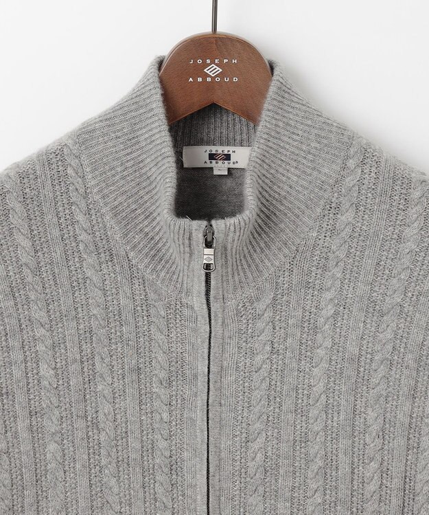JOSEPH ABBOUD 【洗える・カシミヤブレンド】カシミヤブレンド ハイネック ジップ  カーディガン ライトグレー系