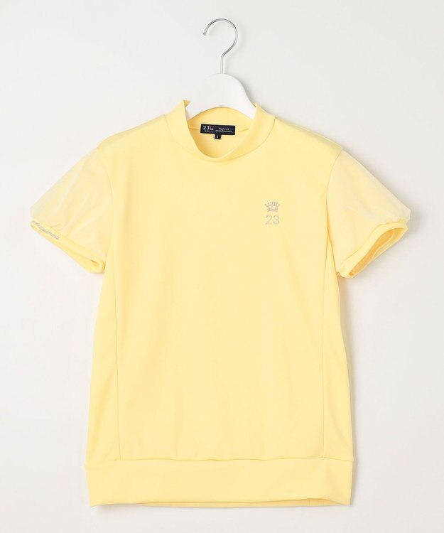 23区GOLF 【WOMEN】チュール袖 モックネックプルオーバー イエロー系